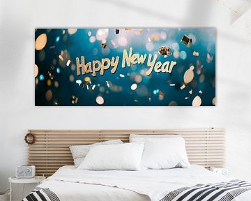 Nieuwjaarsfeest met confetti en gejuich van Poster Art Shop