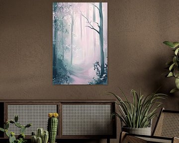 Mistig bospad in de lente van Poster Art Shop
