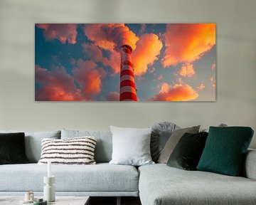 Rokende schoorsteen bij zonsondergang van Poster Art Shop