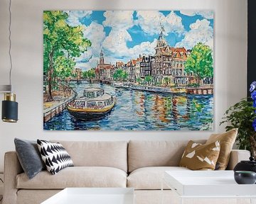 Amsterdam van Abstract Schilderij