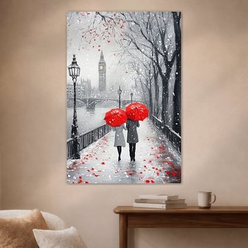 Romantic winter walk with umbrellas by Poster Art Shop