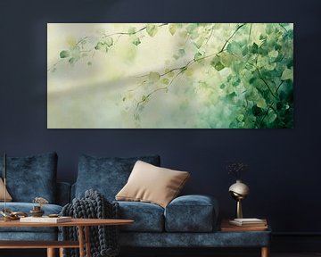Zachte bladeren in een mistige toon van Poster Art Shop