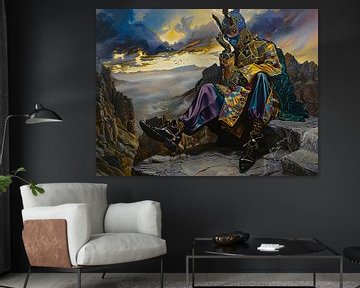 Maskerfiguur | Throne of Twilight Peaks van Abstract Schilderij