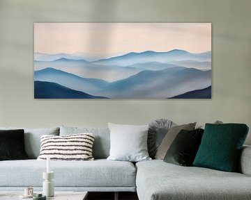 Zachte mistige bergen in het ochtendlicht van Poster Art Shop