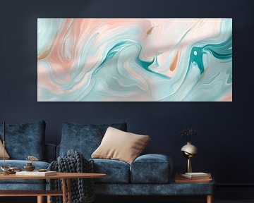 Douces vagues pastel dans un design fluide sur Poster Art Shop