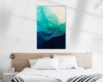 Gentle waves in aqua and blue tones by Poster Art Shop