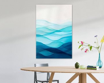 Sanfte Wellen in Blau-Gradienten von Poster Art Shop
