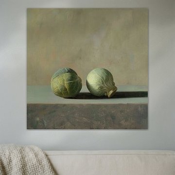 Gemüsemalerei | Serene Cabbage Duo von Kunst Laune