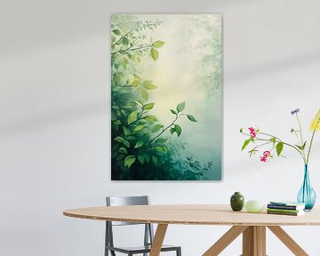 Gentle leaf panorama in the morning mist by Poster Art Shop
