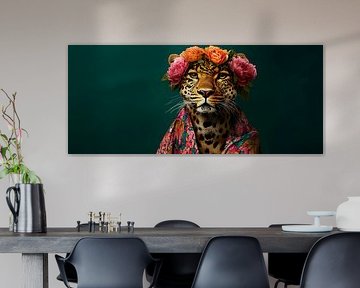 Decorative leopard with floral wreath by Poster Art Shop