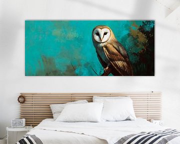 Schattige kerkuil voor een kleurrijke achtergrond van Poster Art Shop