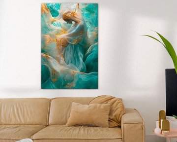 Zwevende elegantie in een spel van kleuren van Poster Art Shop