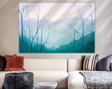 Tranquil mountain landscape in the fog by Poster Art Shop