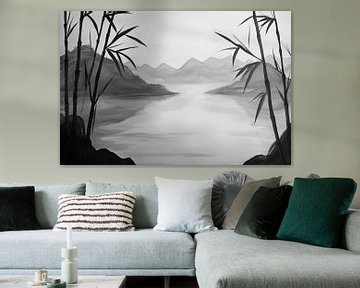 Stilleven van een Aziatisch landschap van Poster Art Shop