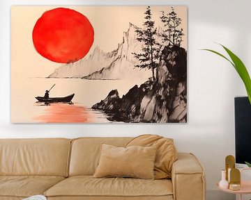 Silence on the lake at sunset by Poster Art Shop