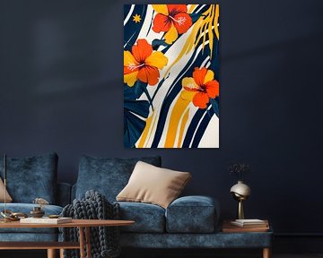 Tropical hibiscus pattern with colours by Poster Art Shop