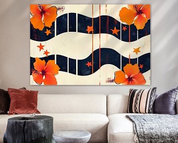 Tropisches Muster mit Hibiskusblüten von Poster Art Shop