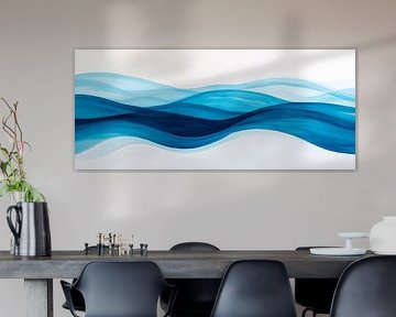 Waves in calming shades of blue by Poster Art Shop