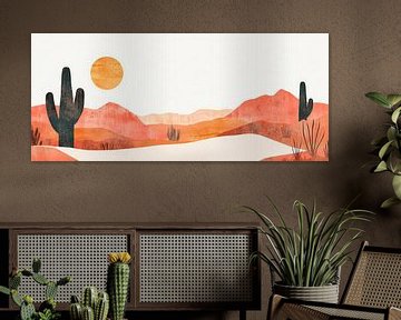 Woestijnlandschap met cactussen zonnig van Poster Art Shop