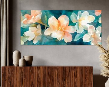 Delicate watercolour flowers in pastel colours by Poster Art Shop