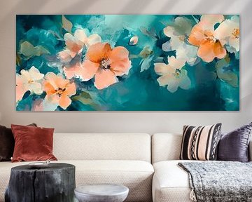 Delicate flowers against a watercolour background by Poster Art Shop