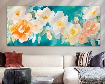 Delicate floral patterns in soft colours by Poster Art Shop