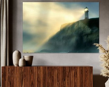 Phare dans un paysage côtier brumeux sur Poster Art Shop