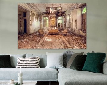 Sofa set in Abandoned Castle. by Roman Robroek - Photos of Abandoned Buildings