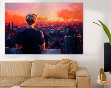 View of the sunset over the city by Poster Art Shop