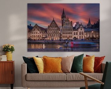 Sunset at the Korenlei in the Belgian city of Ghent by gaps photography