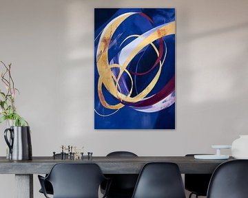 Abstract shapes in blue and gold by Poster Art Shop