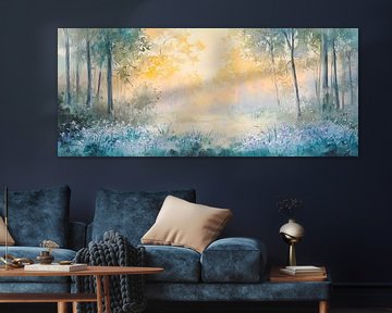 Forêt féerique dans la lumière du matin sur Poster Art Shop