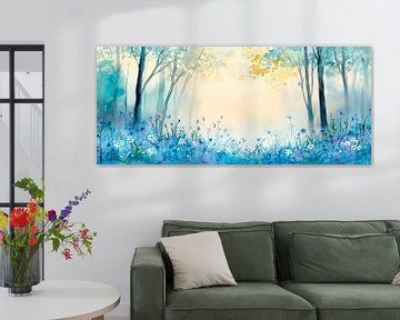 Betoverend boslandschap in de mist van Poster Art Shop