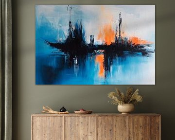 Abstract composition in blue and orange by Poster Art Shop
