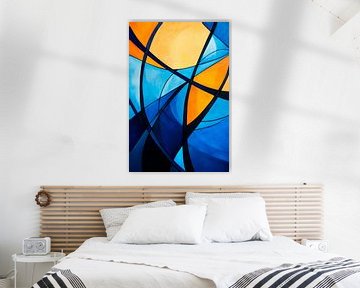 Abstract composition in blue and orange by Poster Art Shop