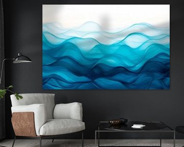 Gentle waves in blue and white by Poster Art Shop