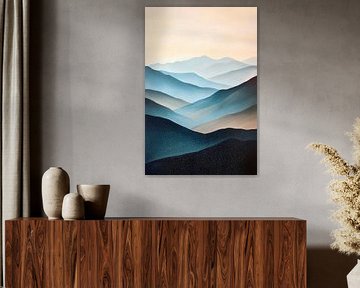 Sanfte Hügel im Morgennebel von Poster Art Shop