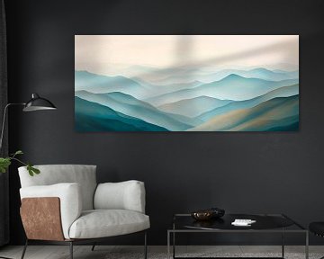 Zachte heuvels in de ochtendnevel van Poster Art Shop