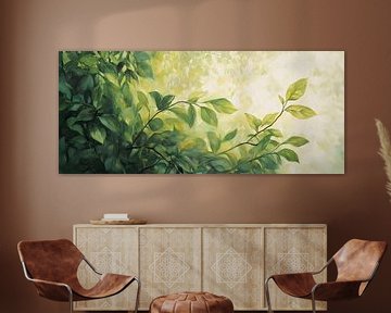 Groene bladeren in zacht licht van Poster Art Shop