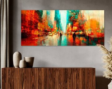 Futuristic city view at night by Poster Art Shop