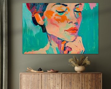 Coloured portrait study of a woman by Poster Art Shop