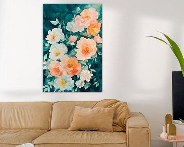 Fijne aquarelbloemen in pastelkleuren van Poster Art Shop