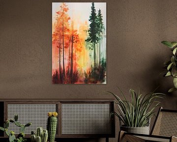 Autumnal forest landscape in watercolour by Poster Art Shop