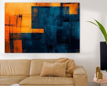 Abstract composition in blue and orange by Poster Art Shop