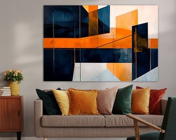 Abstract composition in blue and orange by Poster Art Shop