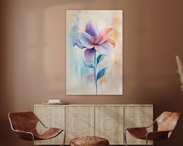 Bloem van Dageraad Abstracte Levendigheid in Pasteltinten van Eva Lee