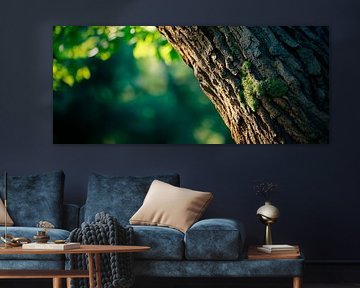 Ecorce d'arbre avec mousse au soleil sur Poster Art Shop