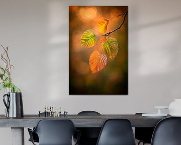 Bunte Blätter im warmen Licht von Poster Art Shop