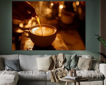 Dampende koffie met kunstwerk van Poster Art Shop