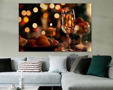 Feestelijke decoratie met glazen en fruit van Poster Art Shop